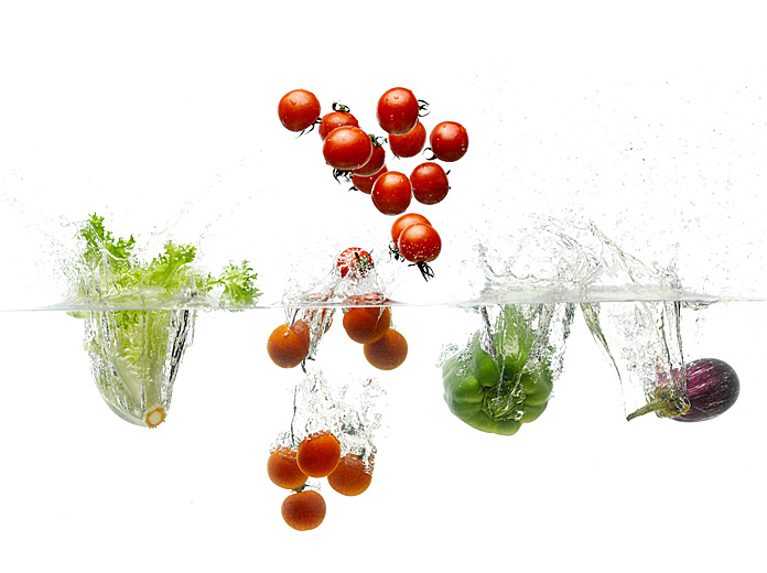 Splash fotografía de alimentos vegetales